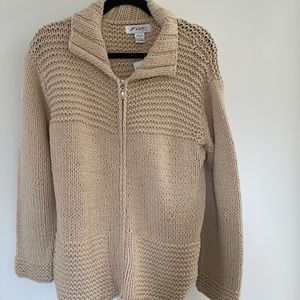 Tan Zip-Up Cardigan